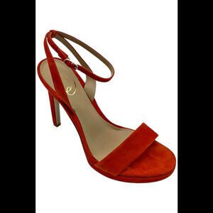 Sam Edelman Women's Jade Ankle Strap Heel Bright Poppy Suede - Medium